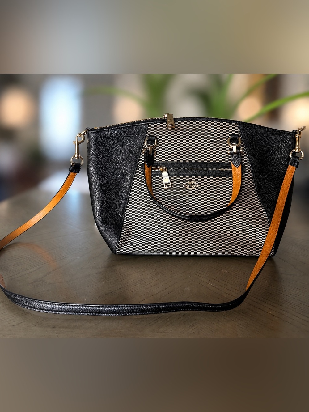 Coach Prairie Satchel 29848 Legacy Jacquard Black Leather Crossbody